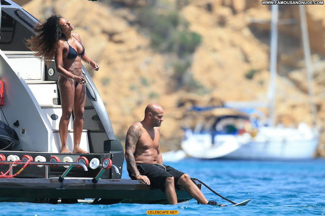 Melanie Brown Posing Hot Bikini Ibiza Nipples Babe Black