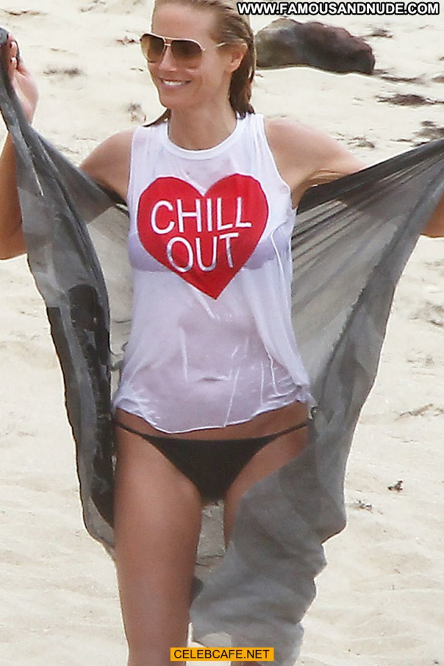 Heidi Klum The Beach Shirt Posing Hot Beautiful Babe Wet Celebrity