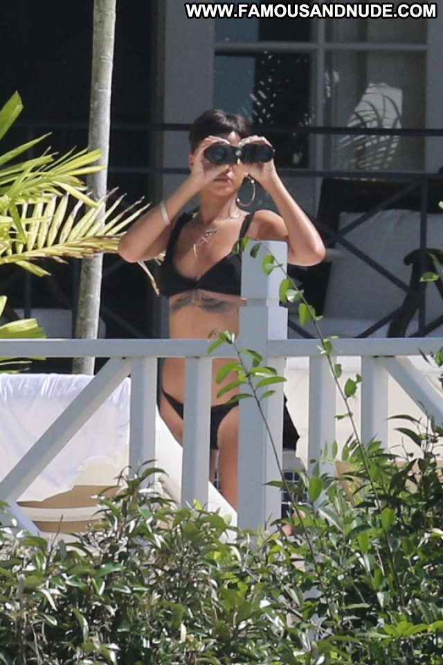Rihanna Paparazzi Beautiful Black Bar Posing Hot Babe Bikini Barbados