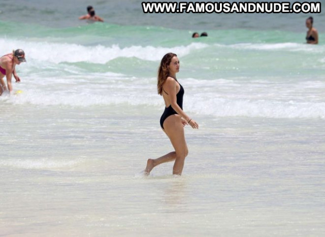 Alycia Debnam Carey Black Swimsuit Posing Hot Celebrity