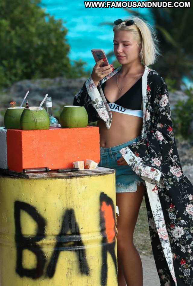 Jessica The Beach  Barbados Shorts Beach Bar Posing Hot Celebrity